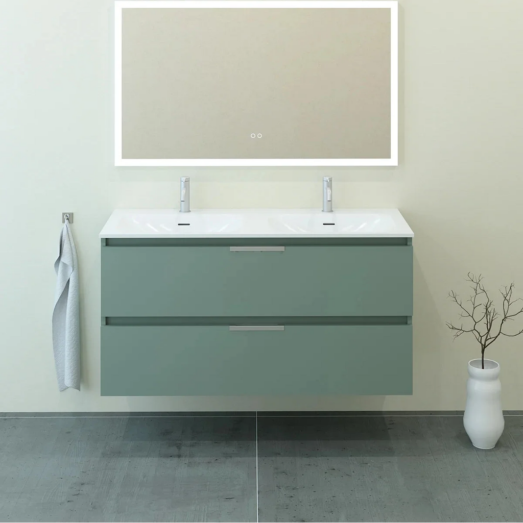 Meuble double vasque 120cm Amande Mat