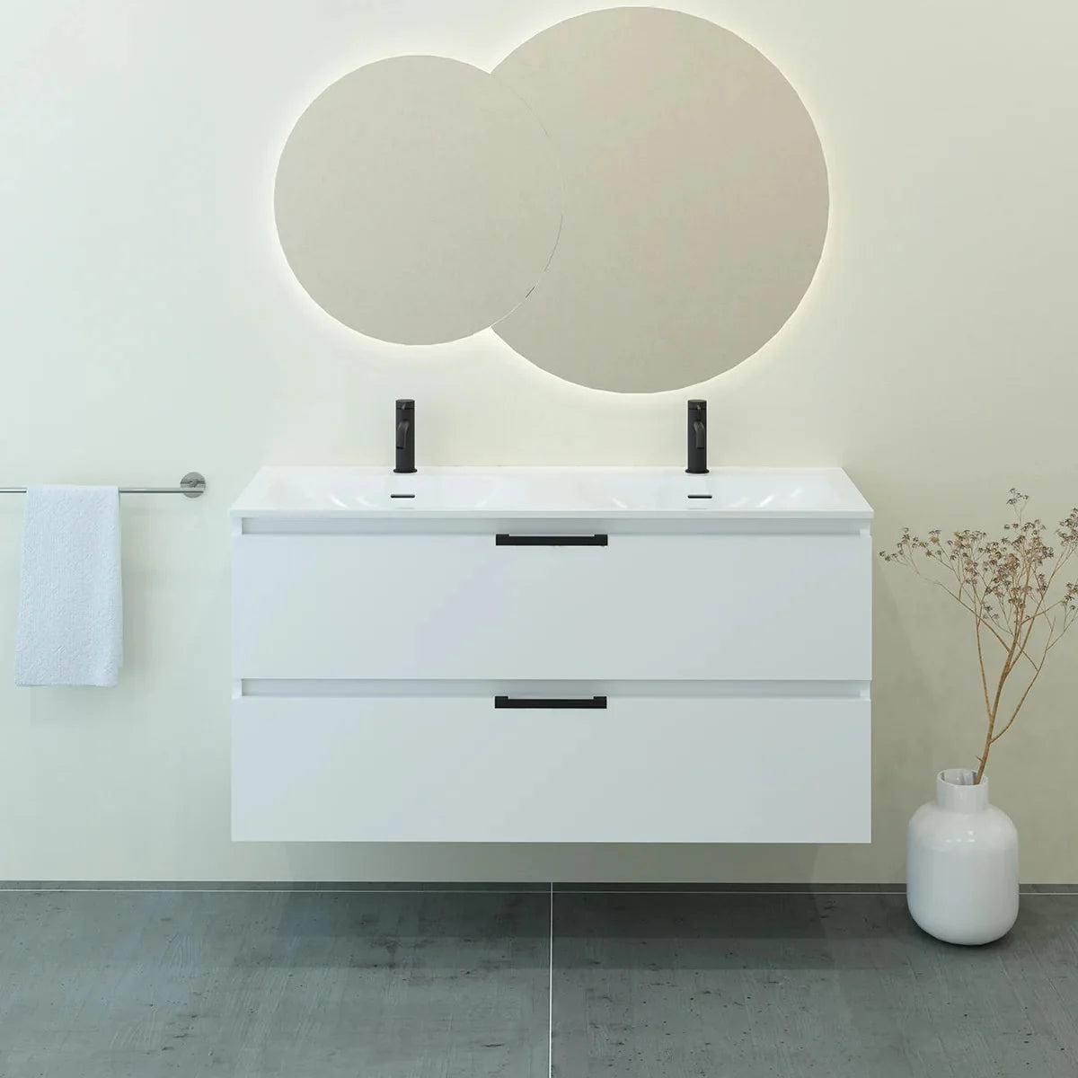 Meuble double vasque 120cm Blanc Brillant