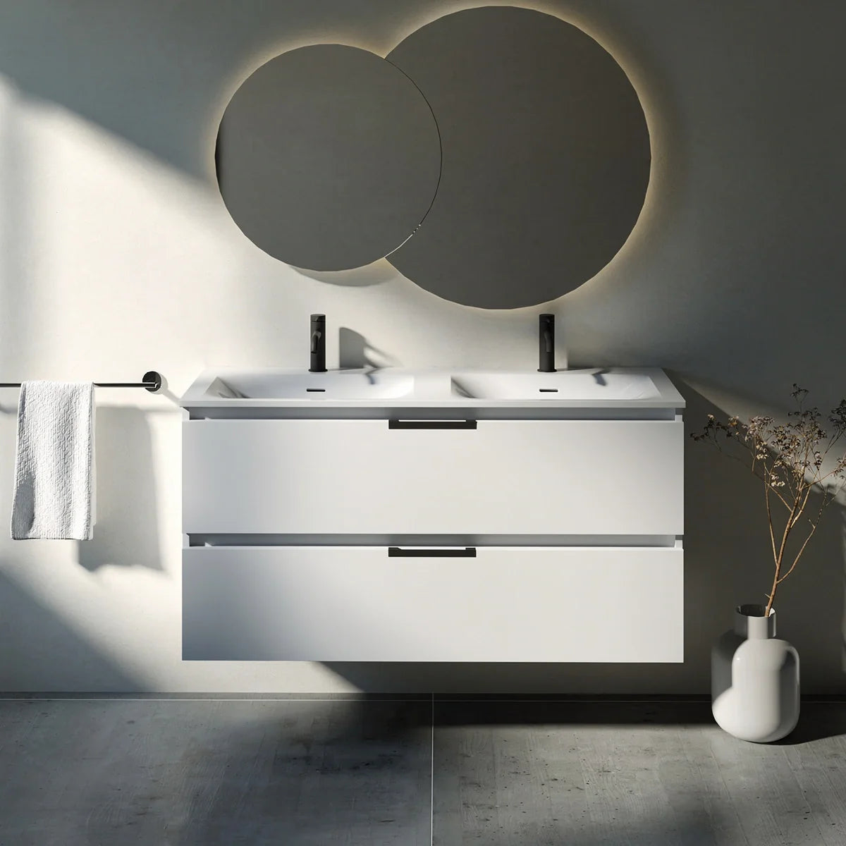 Meuble double vasque 120cm Blanc Brillant