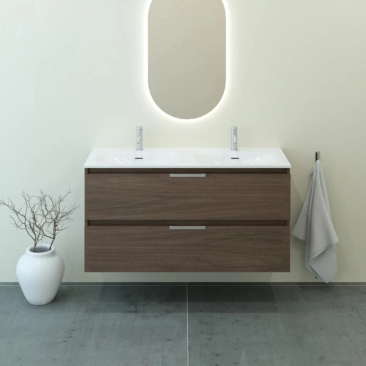 Meuble double vasque 120cm Noyer tabac