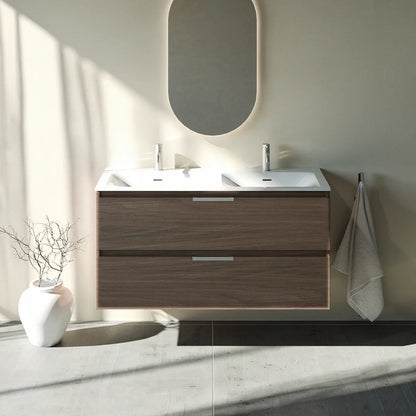 Meuble double vasque 120cm Noyer tabac
