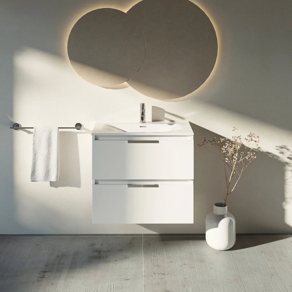 Meuble vasque simple 70cm Blanc Brillant
