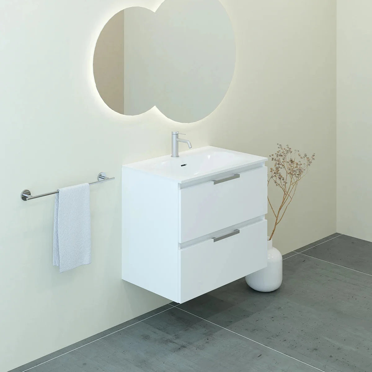 Meuble vasque simple 70cm Blanc Brillant