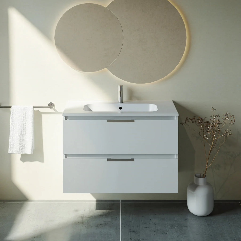 Meuble vasque simple 90cm Blanc Brillant