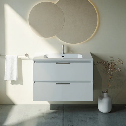 Meuble vasque simple 90cm Blanc Brillant