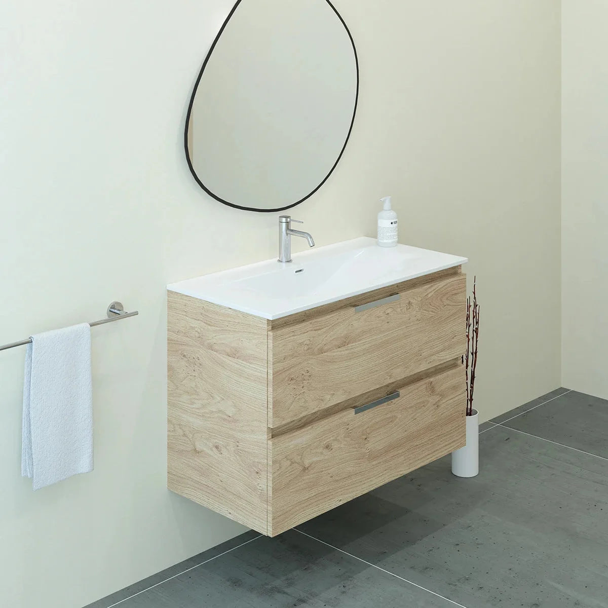 Meuble vasque simple 90cm Chêne Sanremo