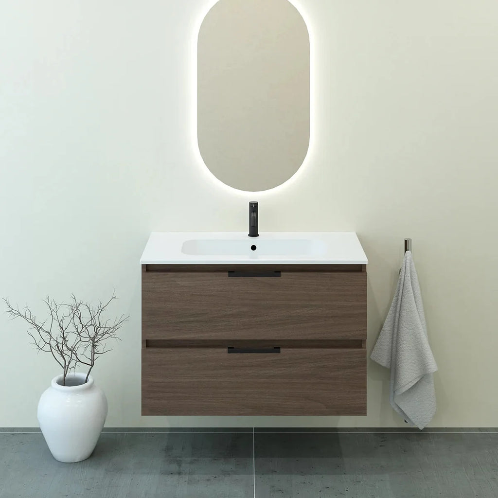 Meuble vasque simple 90cm Noyer tabac