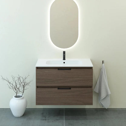 Meuble vasque simple 90cm Noyer tabac
