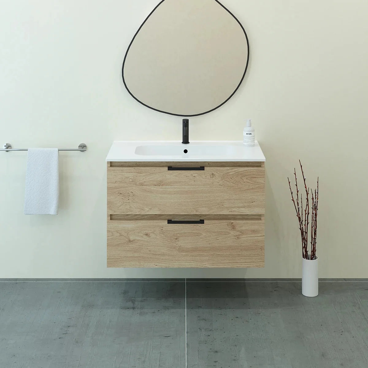Meuble vasque simple 90cm Chêne Sanremo