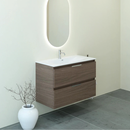 Meuble vasque simple 90cm Noyer tabac