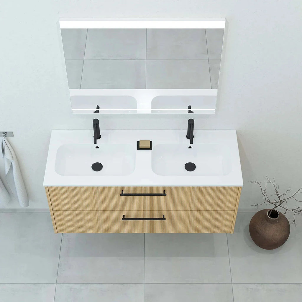 Meuble vasque simple 120cm Chêne doré