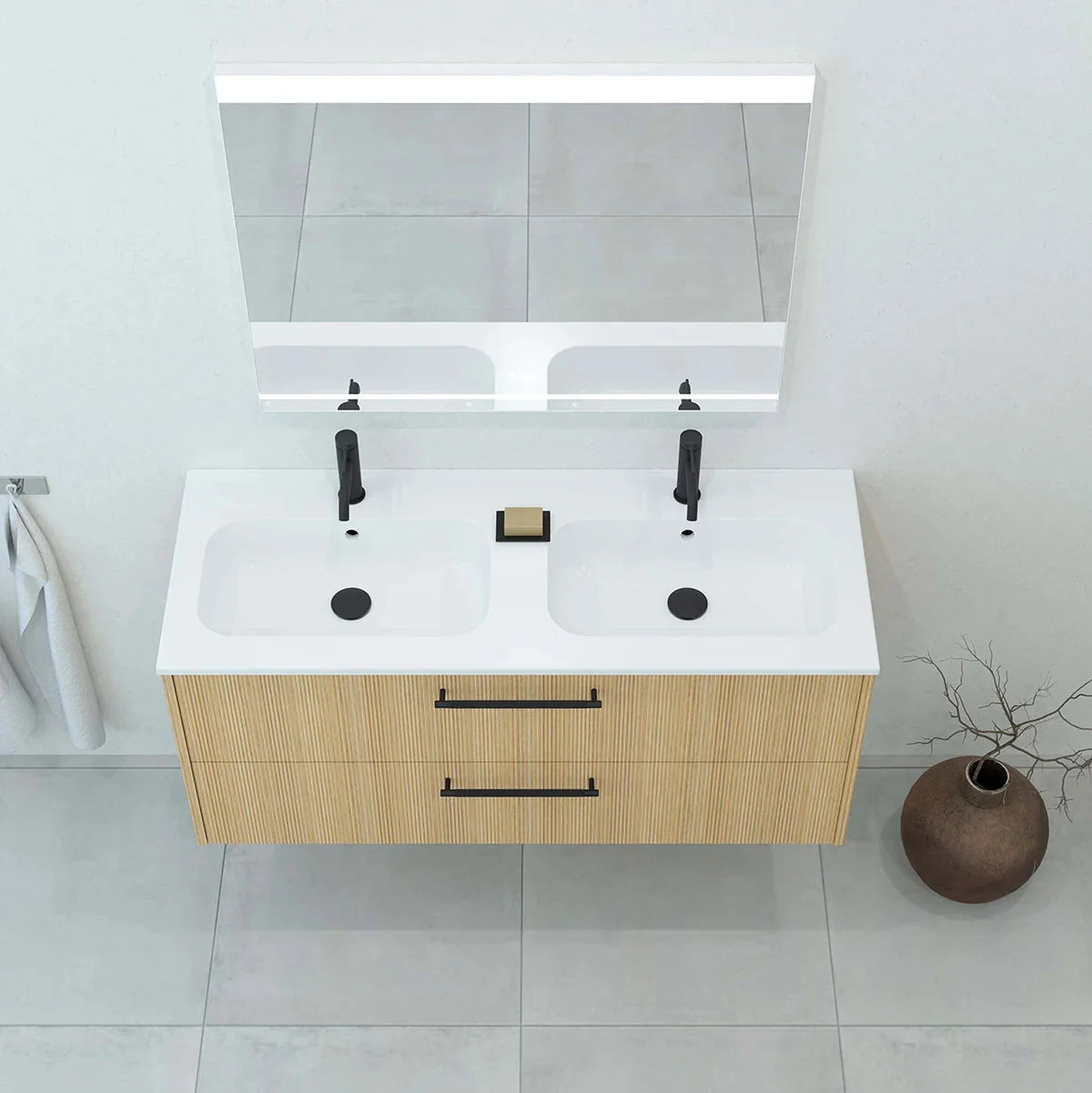 Meuble vasque simple 120cm Chêne doré