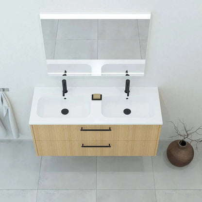Meuble vasque simple 120cm Chêne doré