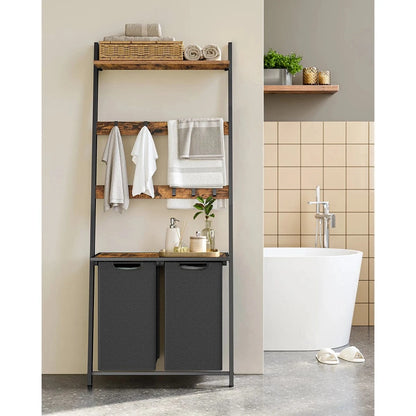 Meuble panier à linge avec étagères et sacs amovibles