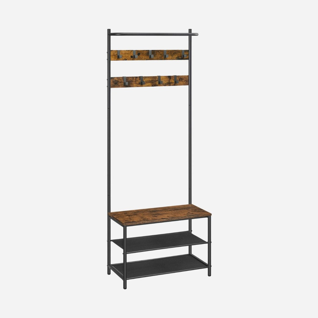 Meuble pour petite entrée avec banc, étagères et crochets - Aéraly