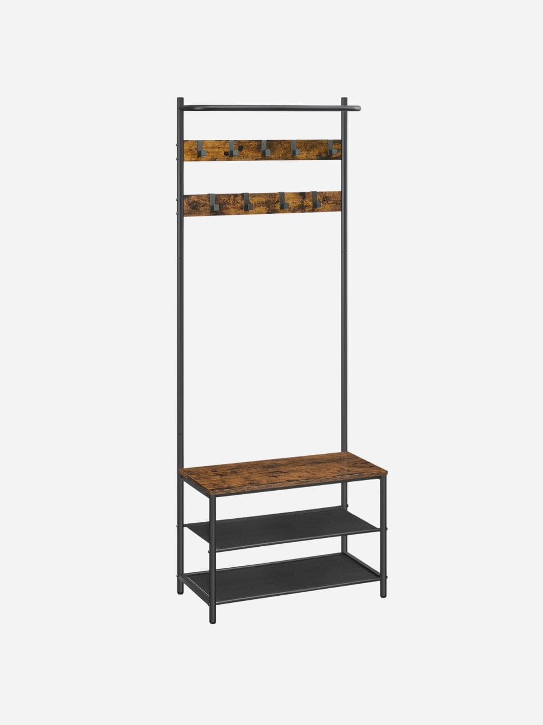 Meuble pour petite entrée avec banc, étagères et crochets