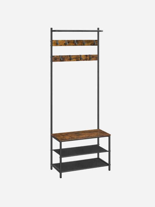 Meuble pour petite entrée avec banc, étagères et crochets