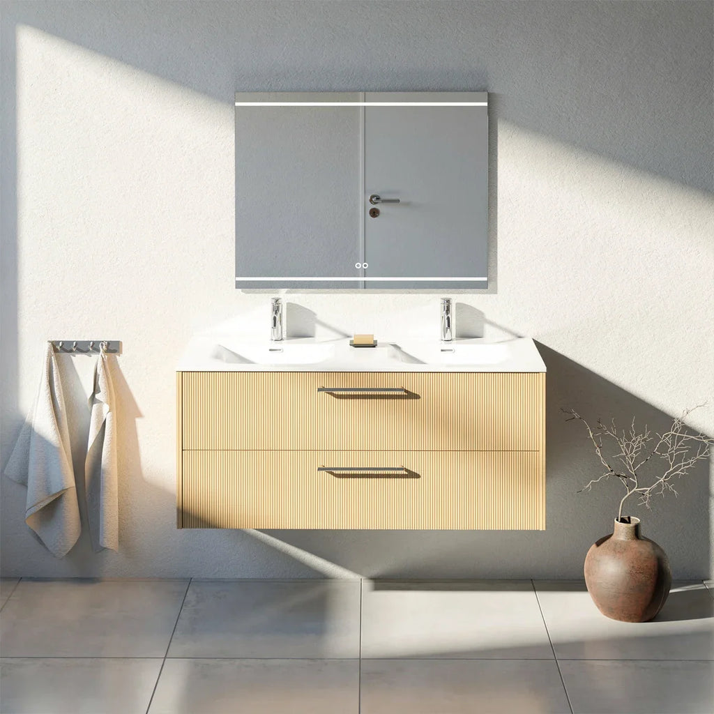 Meuble vasque simple 120cm Chêne doré