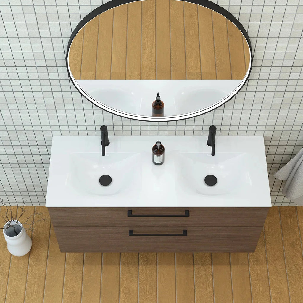 Meuble double vasque 120cm Noyer tabac
