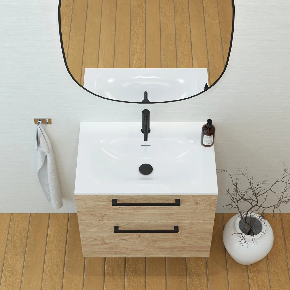 Meuble vasque simple 70cm Chêne Sanremo