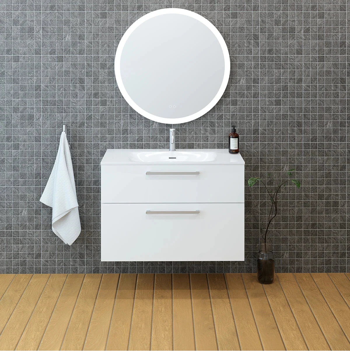 Meuble vasque simple 90cm Blanc brillant