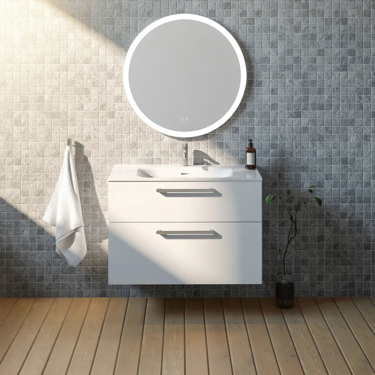 Meuble vasque simple 90cm Blanc brillant