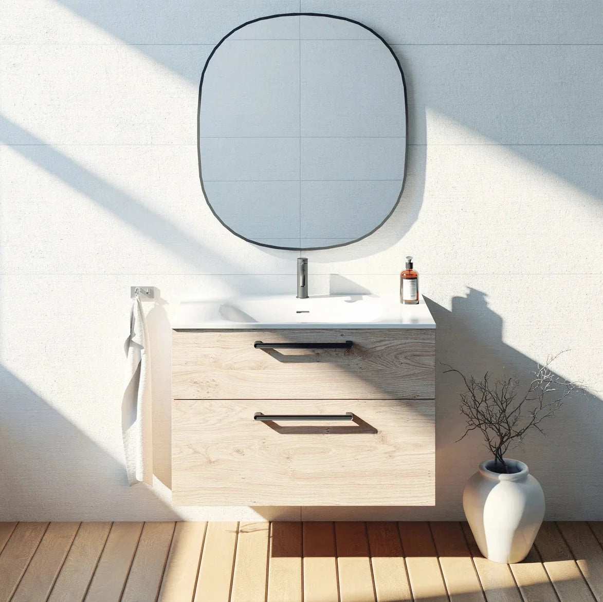 Meuble vasque simple 90cm Chêne Sanremo