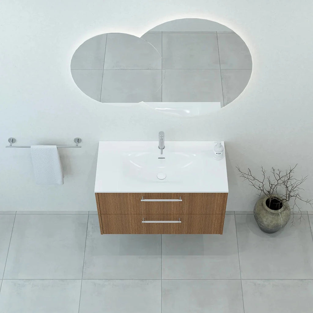 Meuble vasque simple 90cm Chêne noisette