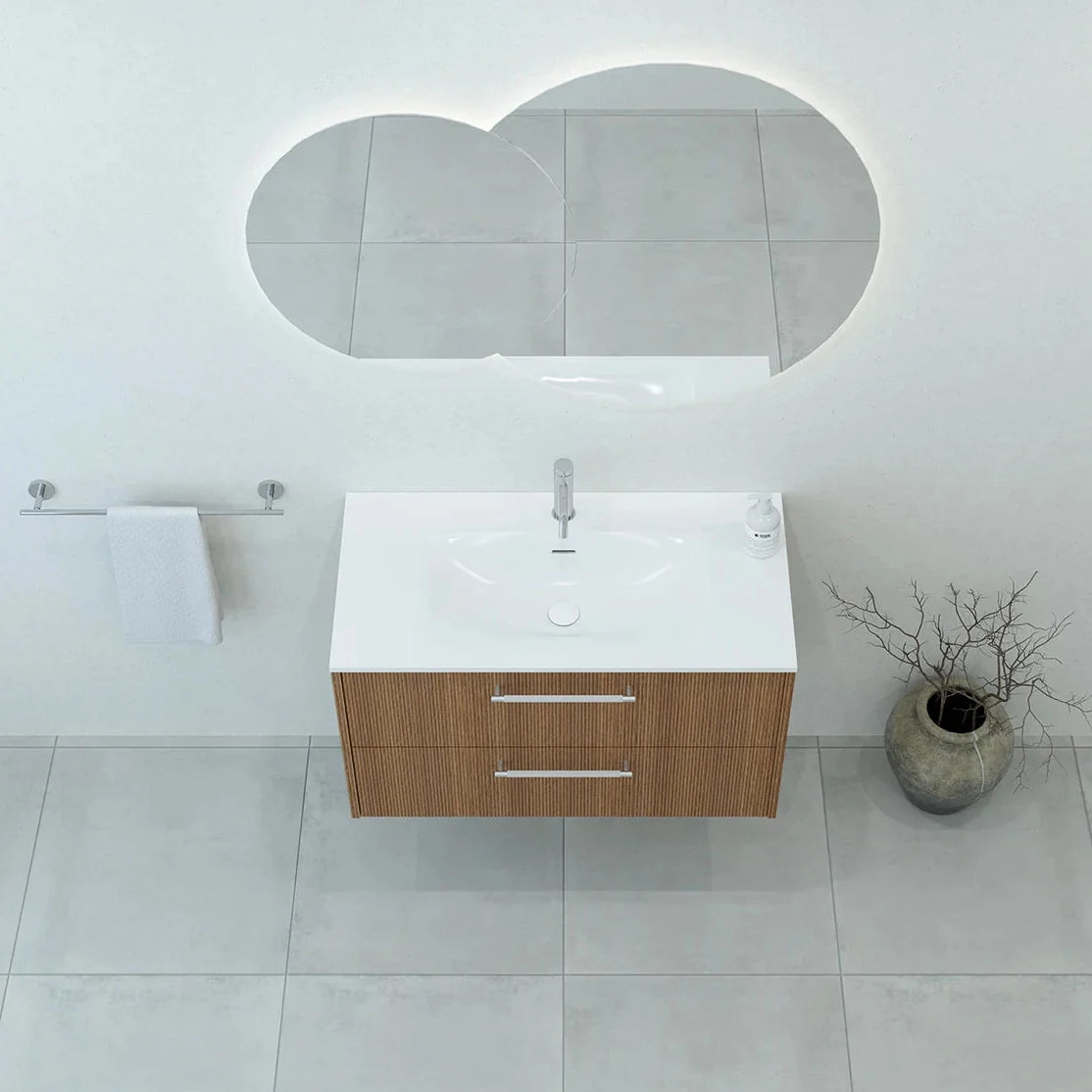 Meuble vasque simple 90cm Chêne noisette