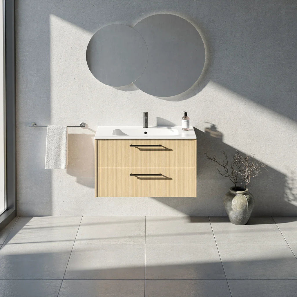 Meuble vasque simple 90cm Chêne doré