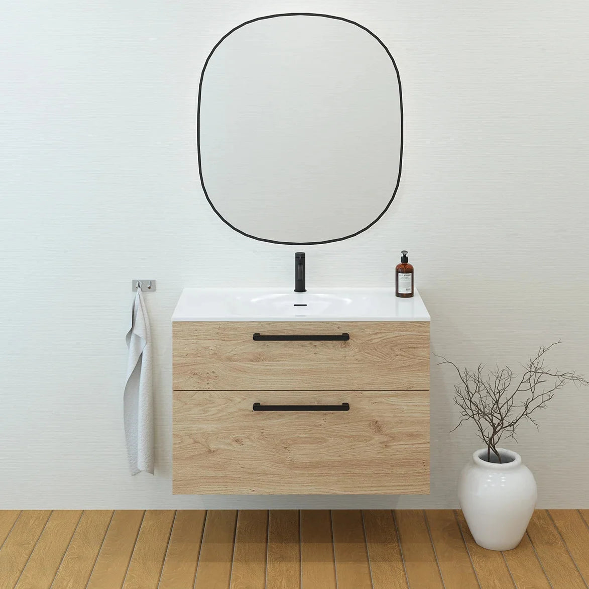 Meuble vasque simple 90cm Chêne Sanremo