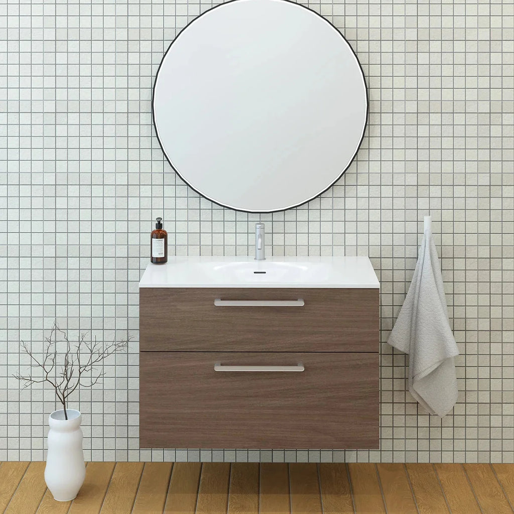 Meuble vasque simple 90cm Noyer tabac