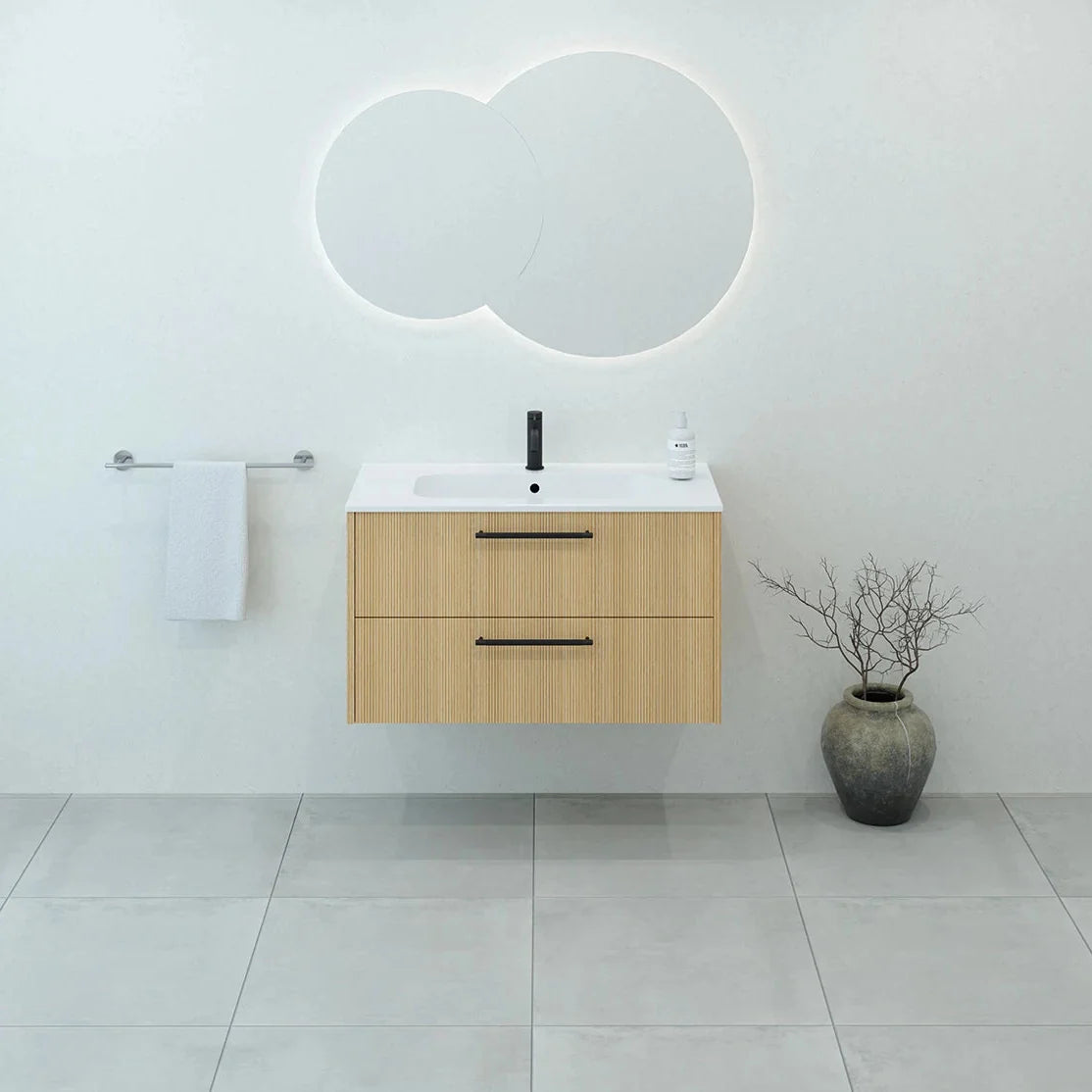 Meuble vasque simple 90cm Chêne doré