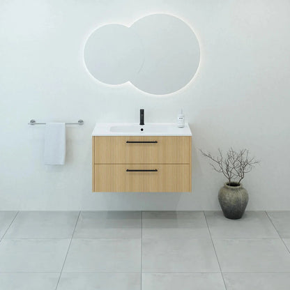 Meuble vasque simple 90cm Chêne doré
