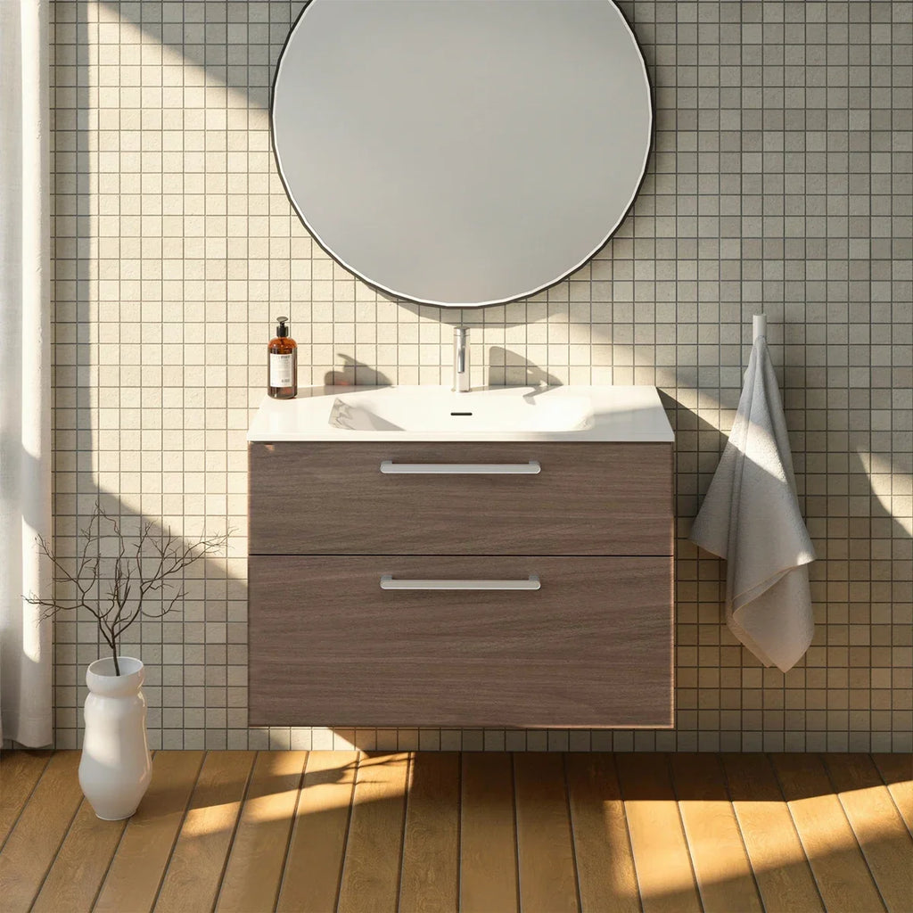 Meuble vasque simple 90cm Noyer tabac