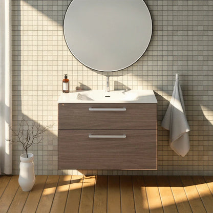 Meuble vasque simple 90cm Noyer tabac
