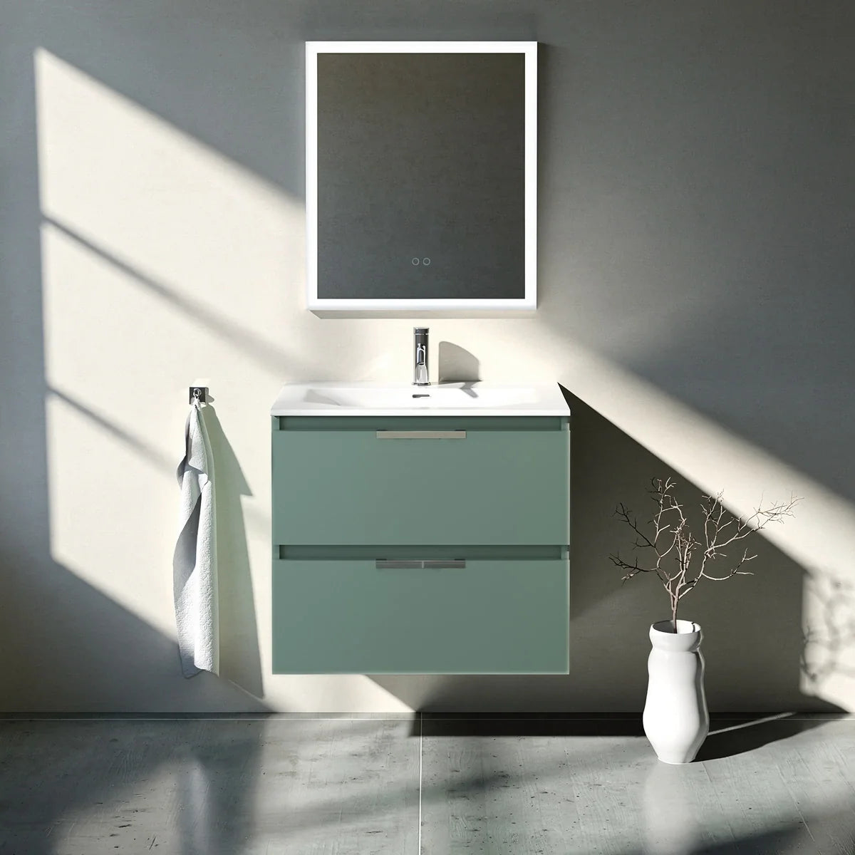Meuble vasque simple 70cm Amande Mat