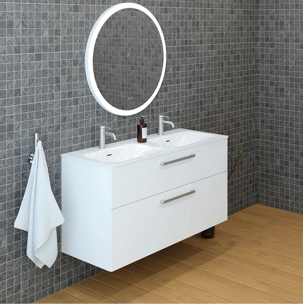 Meuble double vasque 120cm Blanc brillant