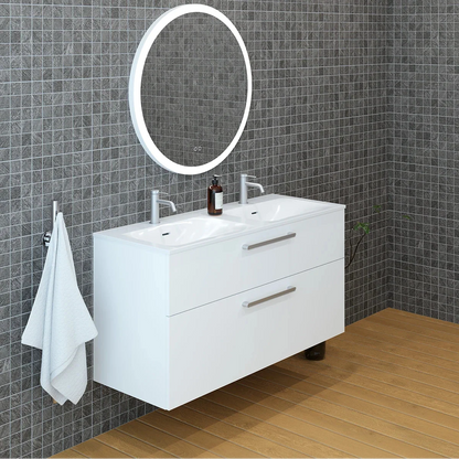Meuble double vasque 120cm Blanc brillant