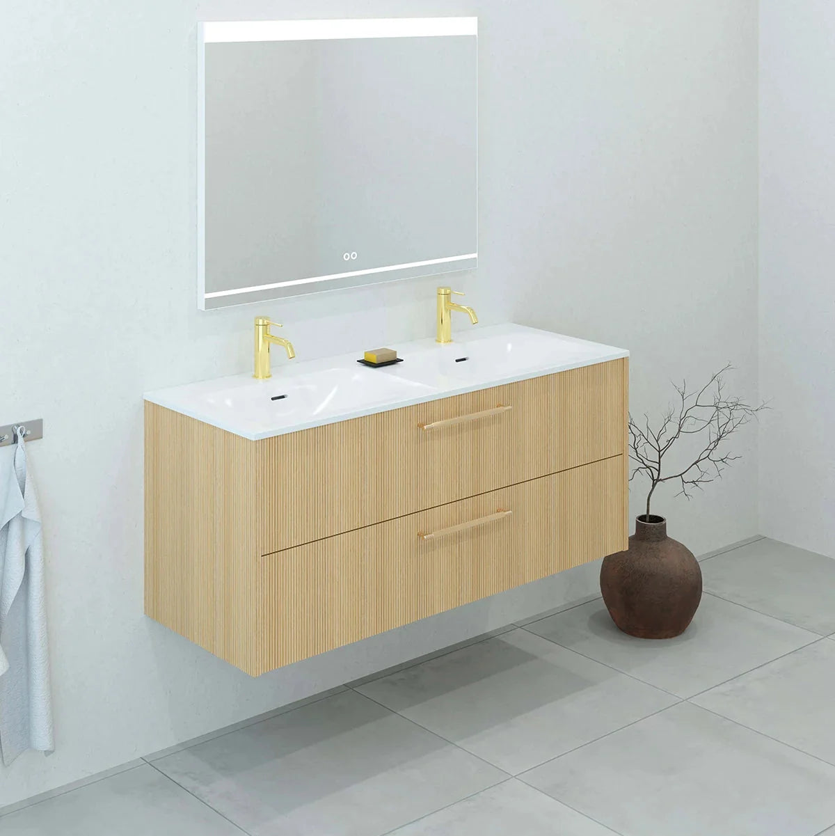 Meuble vasque simple 120cm Chêne doré