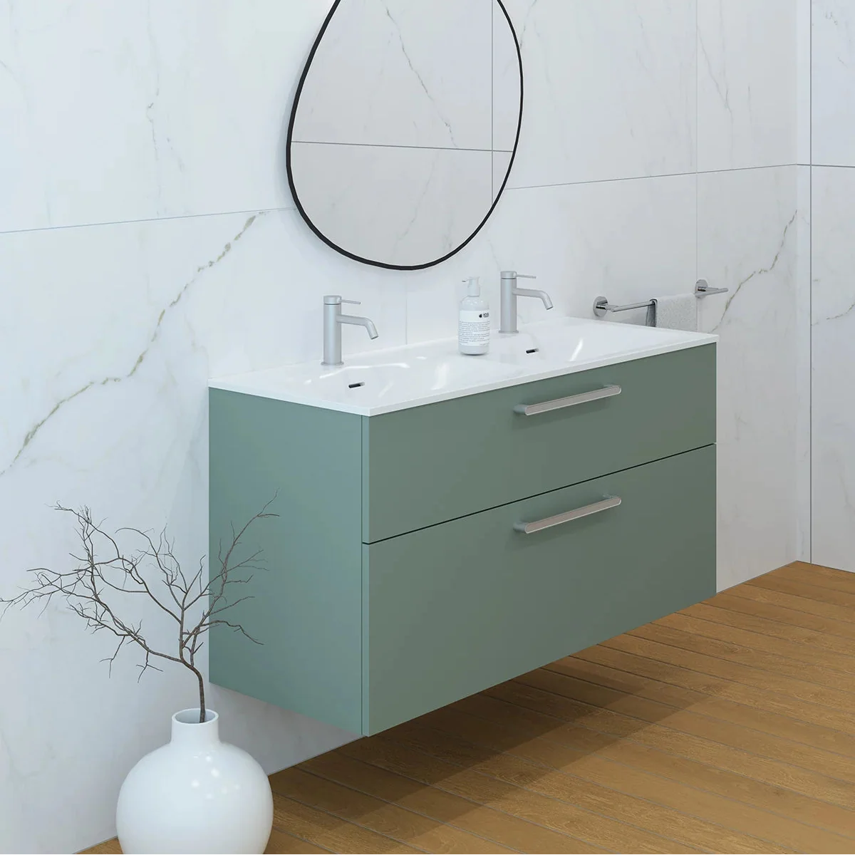 Meuble double vasque 120cm Amande Mat