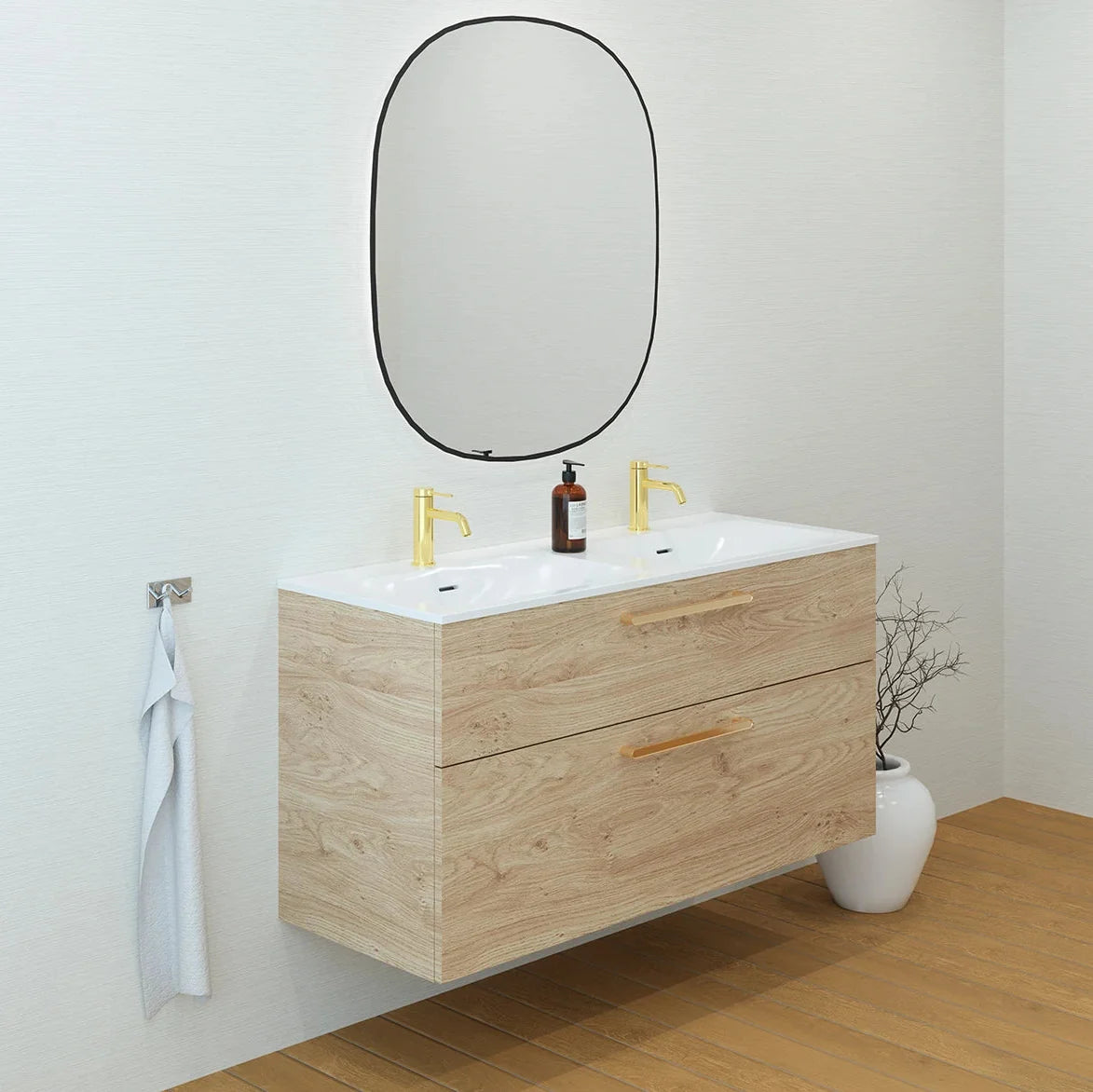 Meuble double vasque 120cm Chêne Sanremo