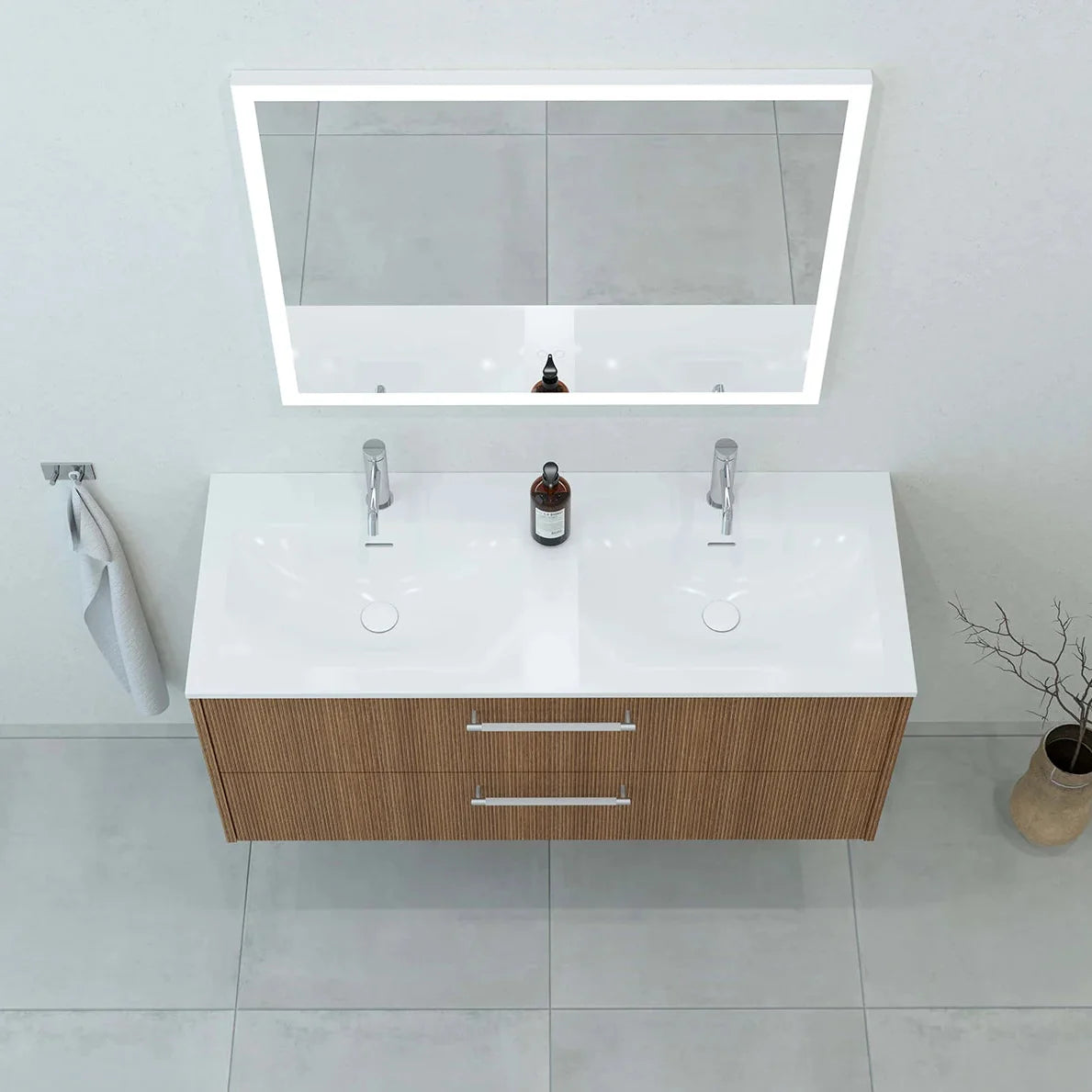 Meuble vasque simple 120cm Chêne noisette
