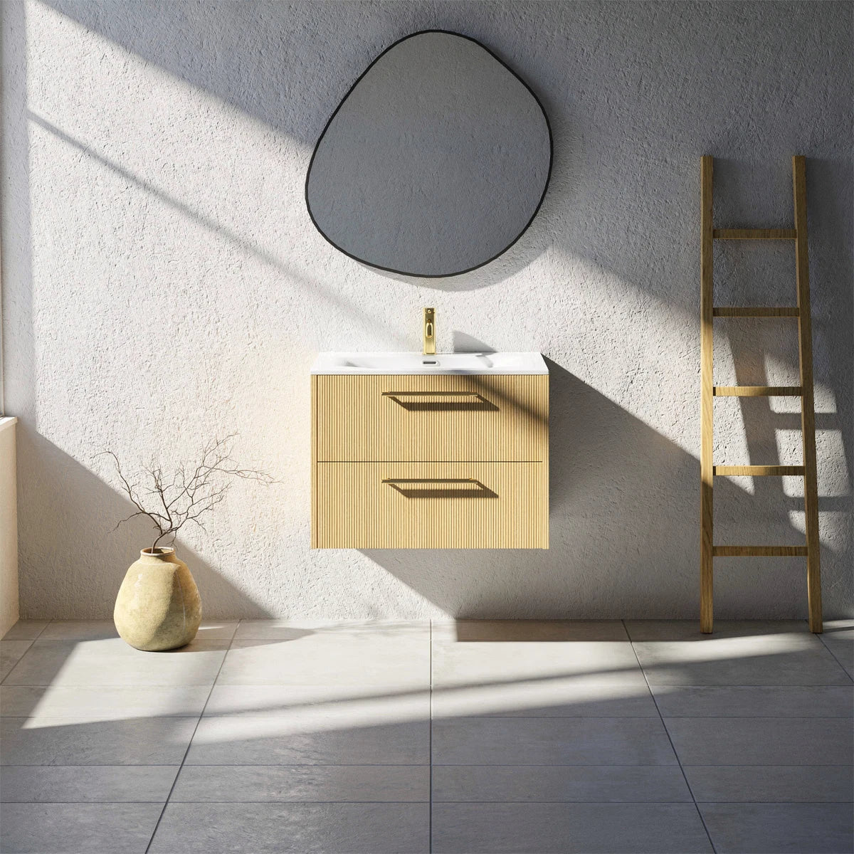Meuble vasque simple 70cm Chêne doré