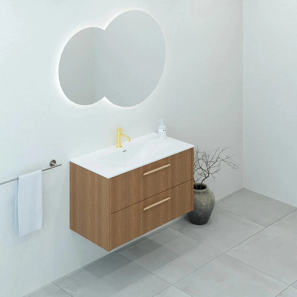 Meuble vasque simple 90cm Chêne noisette