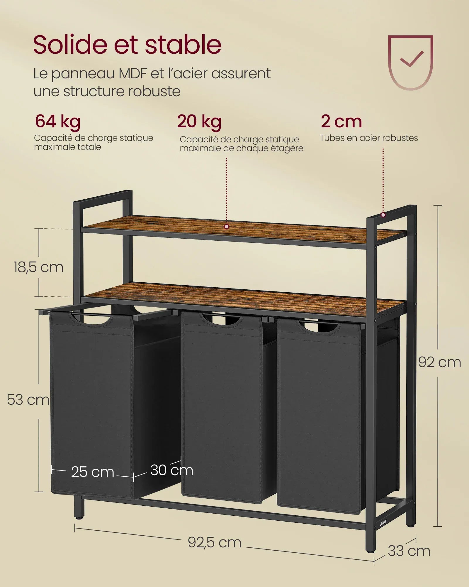 Meuble salle de bain avec panier a linge - simplifier l'organisation de votre espace ! Marron