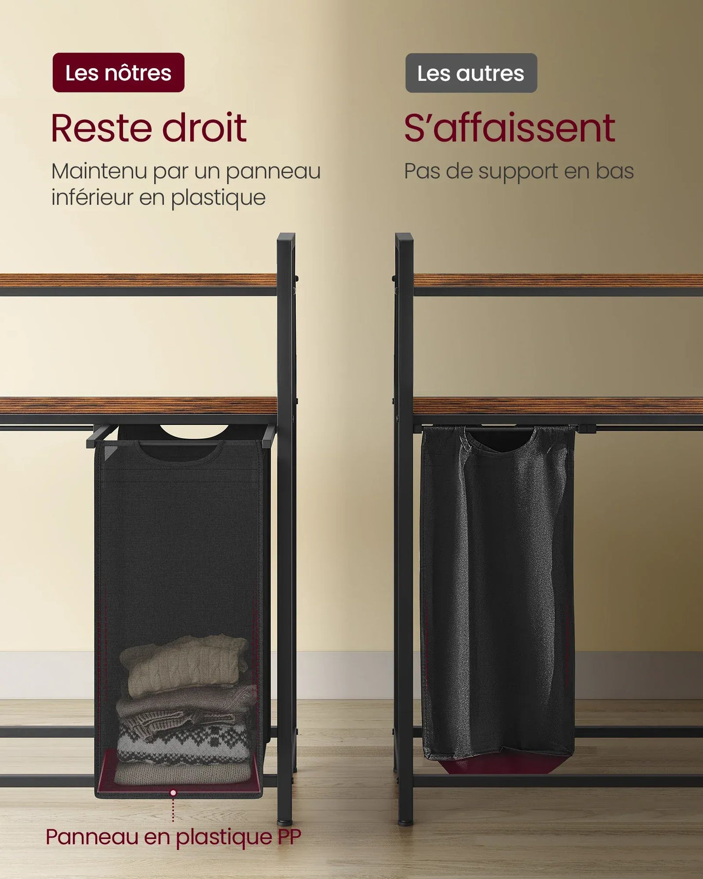 Meuble salle de bain avec panier a linge - simplifier l'organisation de votre espace ! Marron