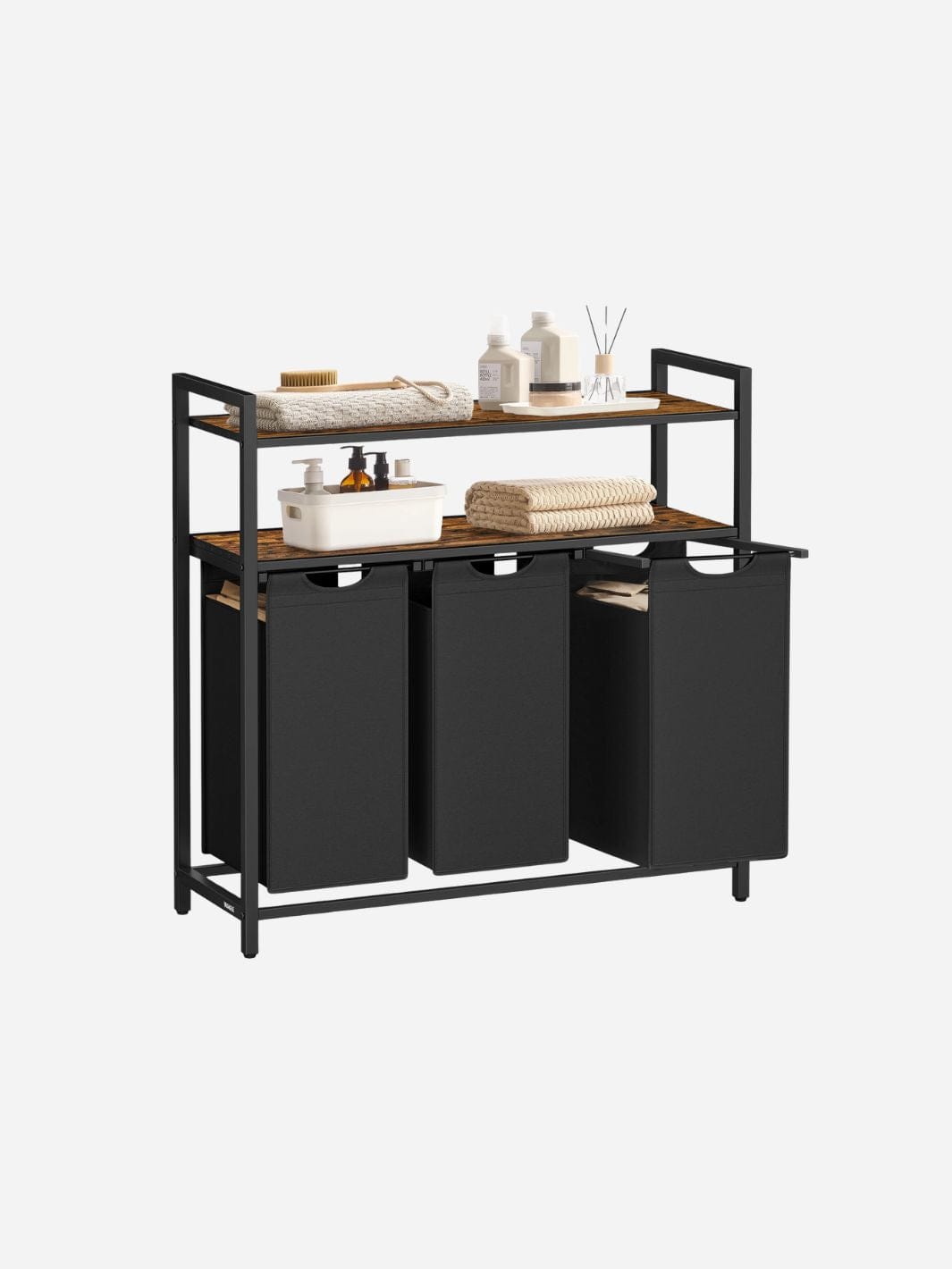 Meuble salle de bain avec panier a linge - simplifier l'organisation de votre espace ! Marron