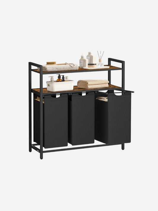 Meuble salle de bain avec panier a linge - simplifier l'organisation de votre espace ! Marron