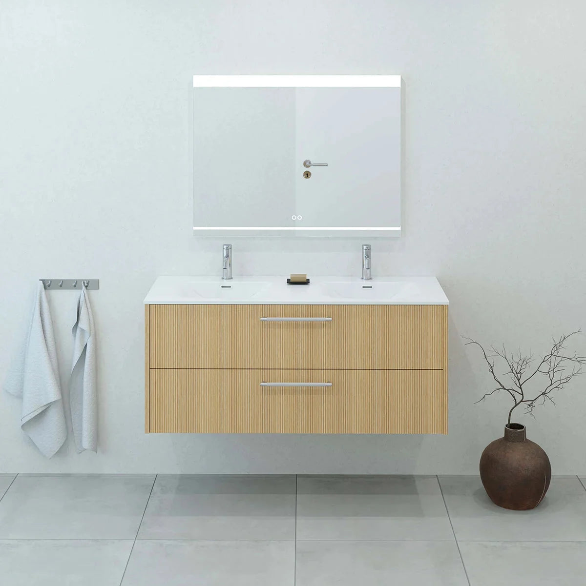 Meuble vasque simple 120cm Chêne doré
